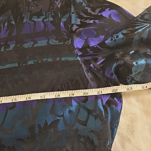 Chico's DESIGN Silk Black and Blue 3/4 Sleeve Button Down Blouse - Picture 12 of 15